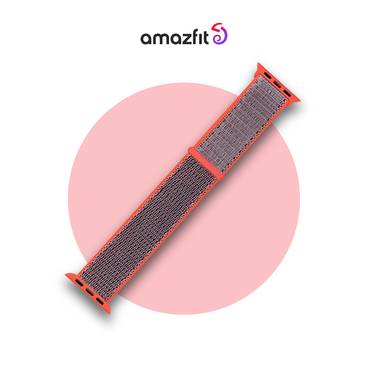 22mm nylon watch strap, red-orange woven fabric with dark buckle