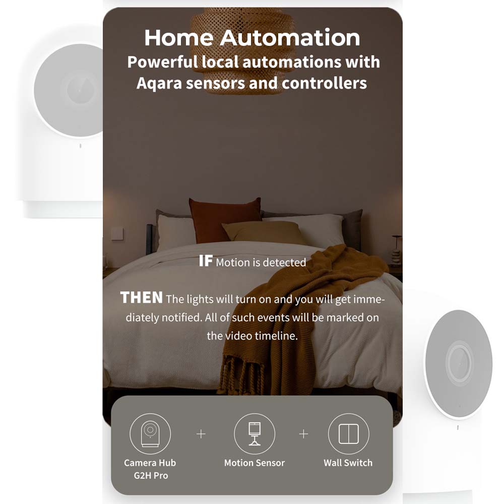 Camera hub automation example with motion-triggered actions and sensor icons