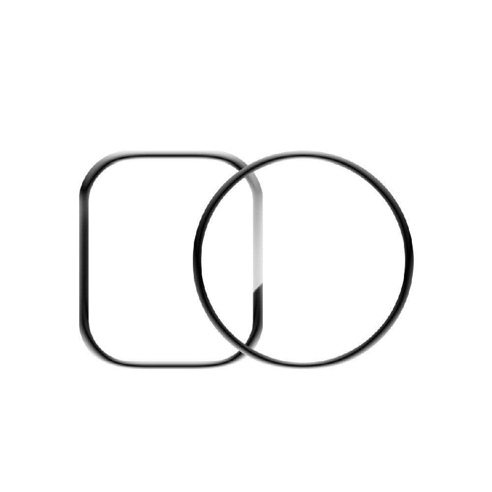 Smartwatch screen protector film shown as a clear rounded glass layer
