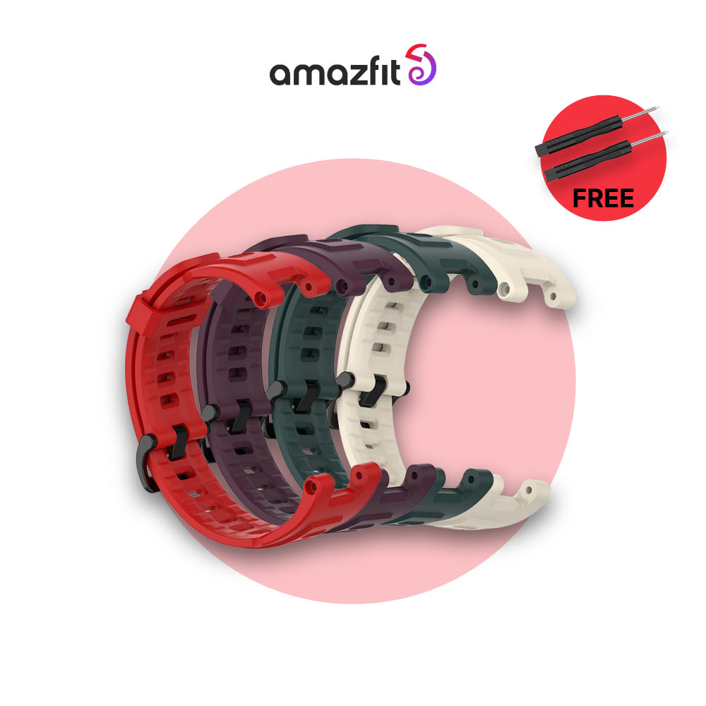 Silicone watch straps for Amazfit T-rex/T-rex Pro, multi-color set (red, green, purple)