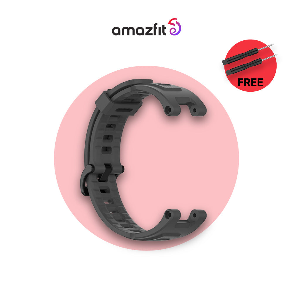 Silicone strap, dark grey color, curved link strap with adjustment holes