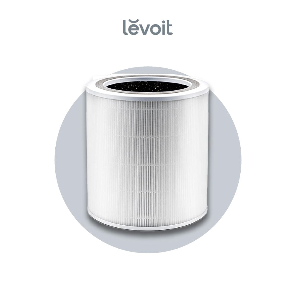 Levoit white pleated cylindrical filter with round top opening