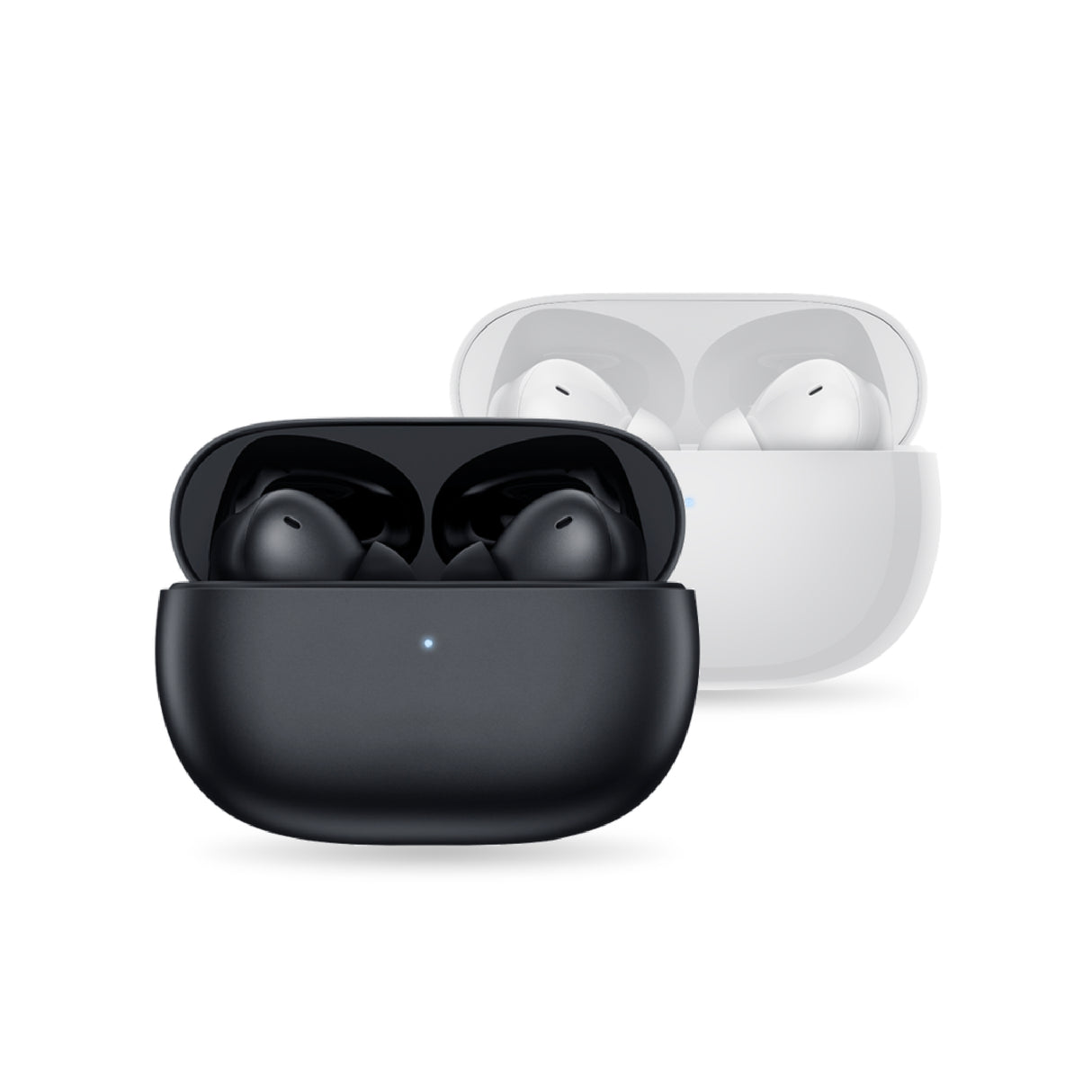 Redmi Buds 4 Pro black earbuds with black charging case, front view