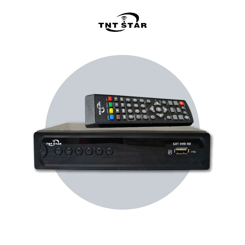 TNT Star DVB-T2 local channel decoder with IR remote, black front panel