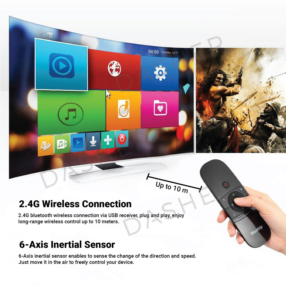 Handheld air mouse remote with OK and volume controls