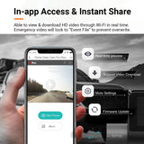 Dash cam app control feature graphic with smartphone preview interface