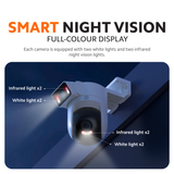 Outdoor dual camera with bright night-vision LEDs near the lenses