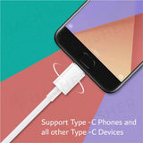 White Type-C charging cable plugged into a phone’s USB-C port