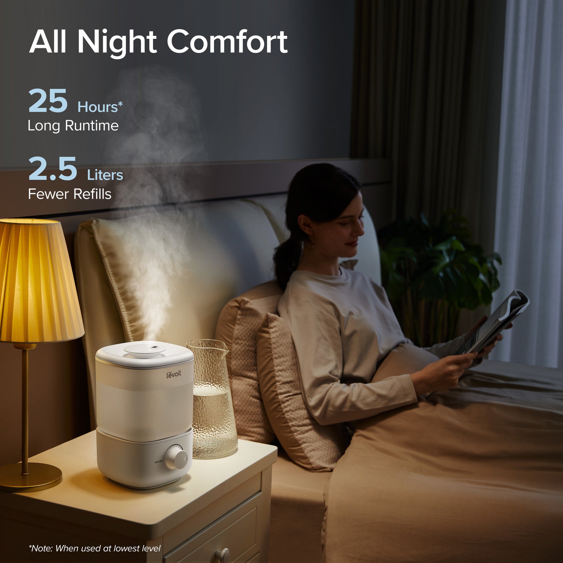 Levoit Classic 160 Ultrasonic Humidifier for Bedroom 2.5L Tank Up to 25 Hours