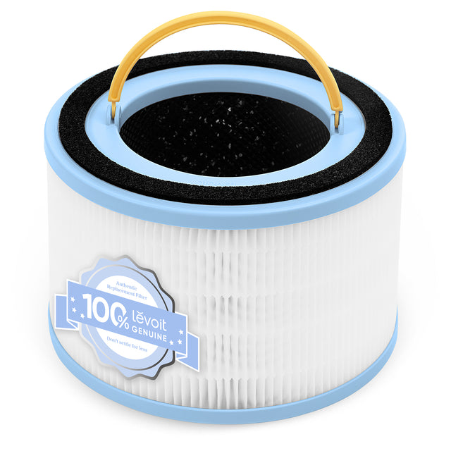 Levoit Sprout replacement HEPA filter with white pleated media and black top seal
