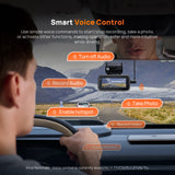 Dashcam with smart voice control and options for taking photos and recording