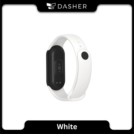 Mi Band 8 strap, White silicone band with watch sensor module and round clasp