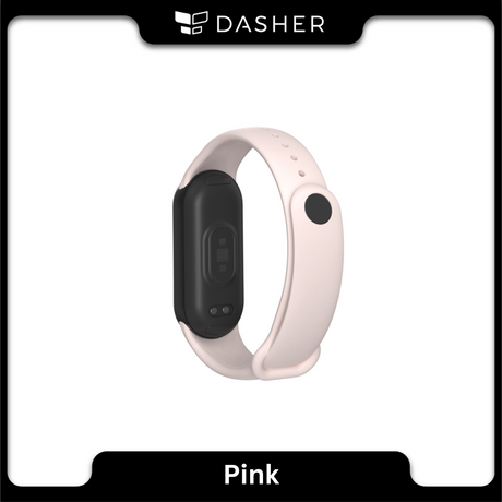 Mi Band 8 strap, Pink silicone band with watch sensor module and oval clasp
