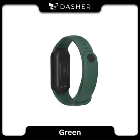 Mi Band 8 strap, Green silicone band with watch sensor module and side clasp