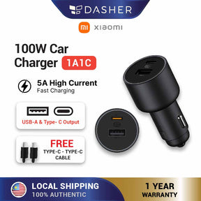 Xiaomi Mi Car Charger Dual Output USB-A Type-C Super Fast Charge (100W)