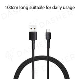 Black braided USB-A to USB Type-C cable with black strain relief