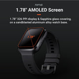 Black square smart watch with bright display and side buttons