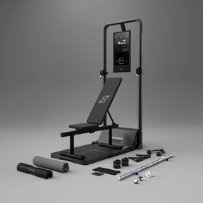 Speediance Gym Monster 2 mit Touch-Display, geneigter Bank und Trainingsgriffen