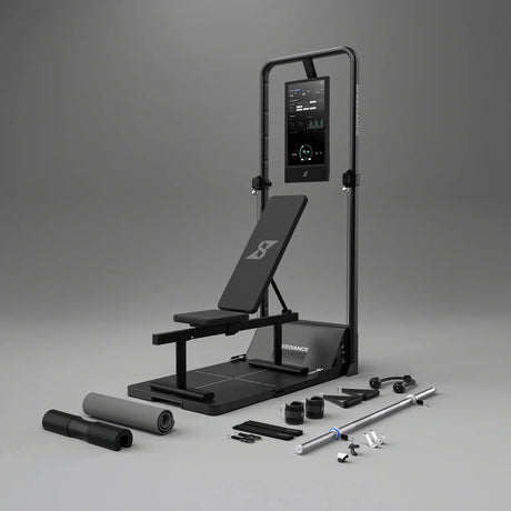 Speediance Gym Monster 2 mit Touch-Display, geneigter Bank und Trainingsgriffen