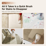 Spot cleaner quick brush feature panel for removing stains from upholstery