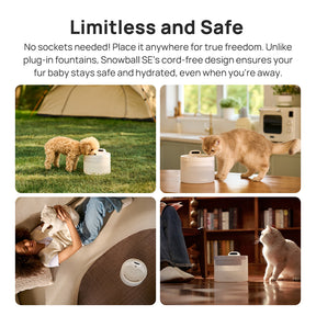 Hiigge Snowball SE Cordless Pet Water Fountain 2.3L with App Control Last Up to 96 Days