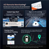 4G dashcam app remote monitoring screen with car and route tracking icons
