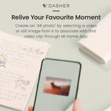 Pocket photo printer with smartphone screen and a printed photo