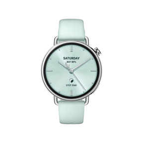 41mm smartwatch with mint green strap and round light teal dial