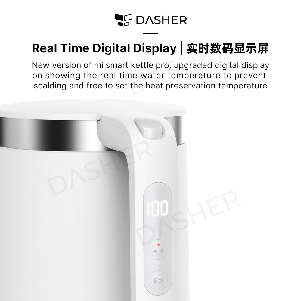 Electric smart kettle with side control panel and digital temperature display