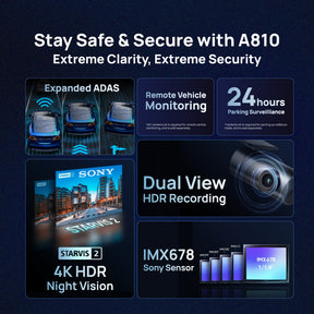 [NEW Launch] 70mai A810 4K Dash Cam Dual Vision Car Recorder with GPS ADAS [Pre-order eta 30 Sep]