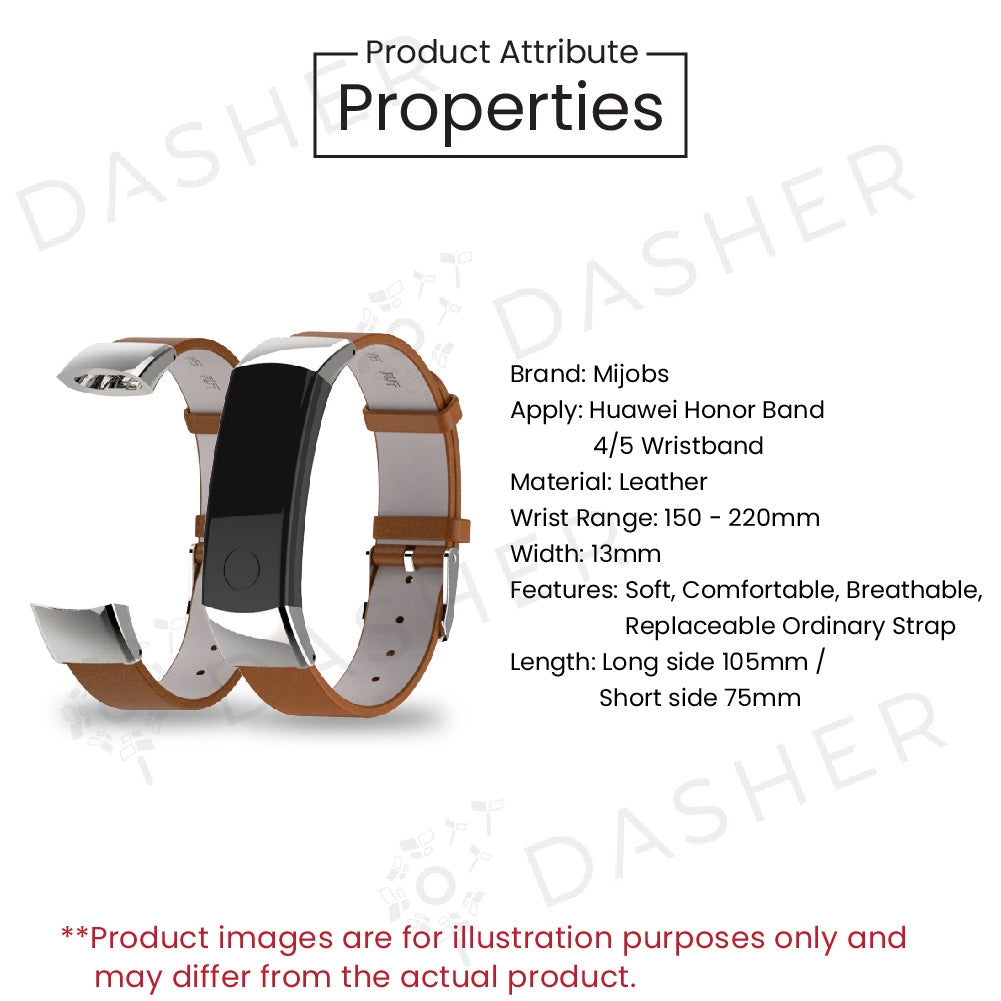 Mijobs Leather Strap for Honor Band 5 and Band 4