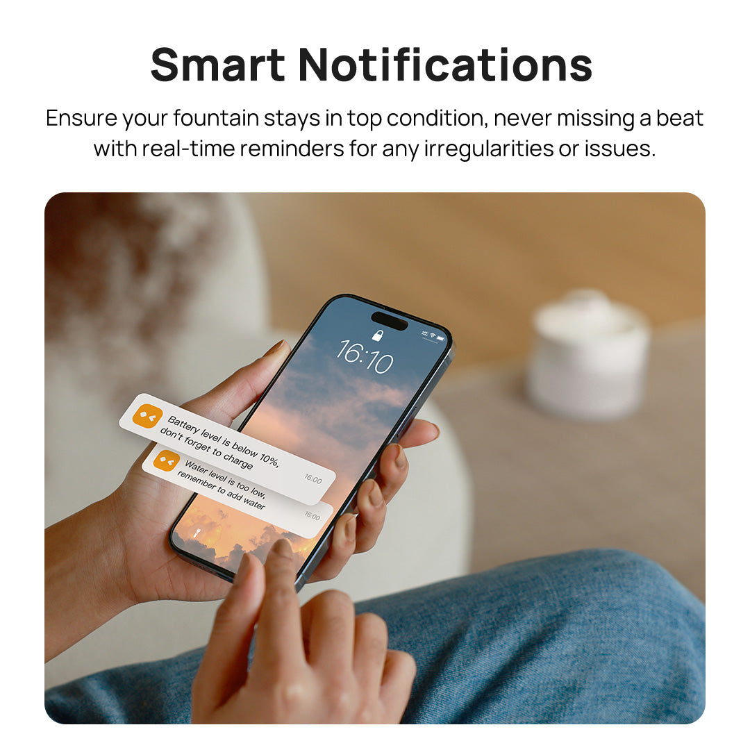 Hiigge Snowball SE Cordless Pet Water Fountain 2.3L with App Control Last Up to 96 Days