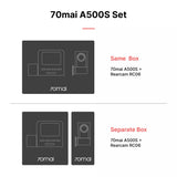 Dash cam set packaging diagram showing same box and separate box options