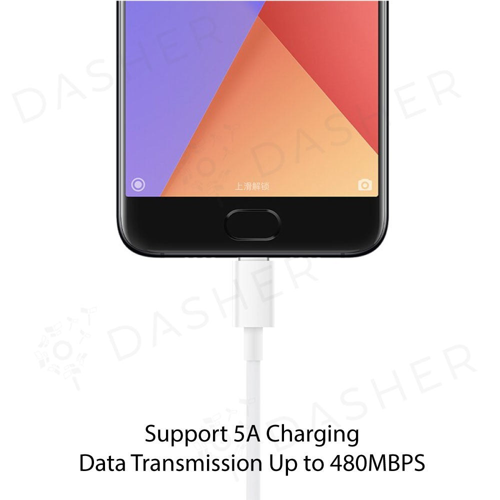White Type-C to Type-C cable with fast charging and data transfer support