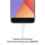 White Type-C to Type-C cable with fast charging and data transfer support