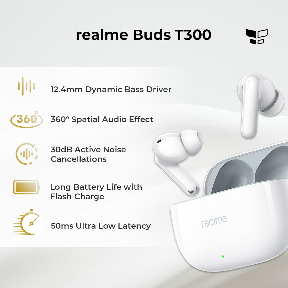 realme Buds T300 True Wireless Earphone 30dB Active Noise Cancelling Bluetooth 5.3 TWS Earphone