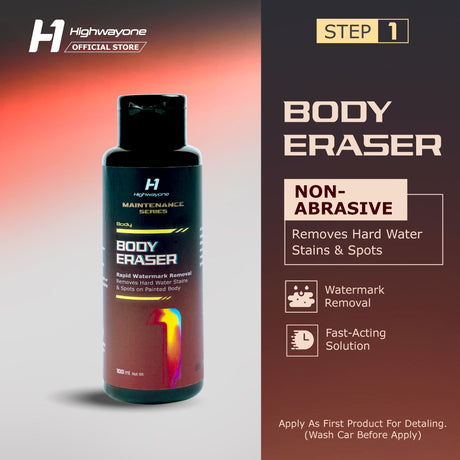 H1 Body Eraser detailing bottle, non-abrasive for removing hard water stains and spots