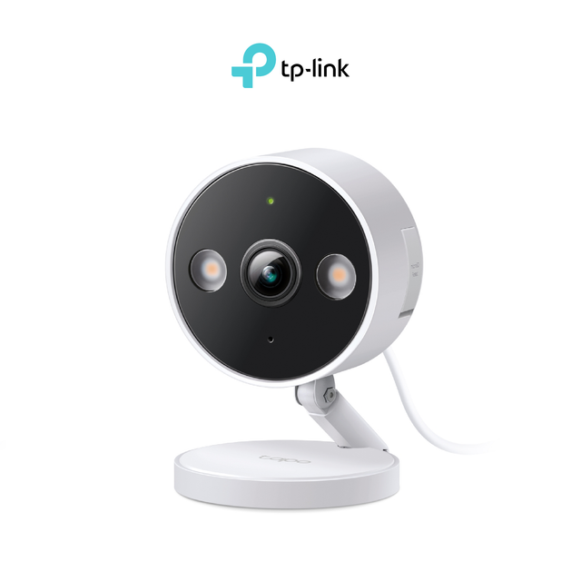 TP-Link TL-Tapo C120 security camera, white body with black front lens panel