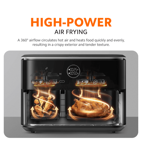 Xiaomi dual zone air fryer 10L with glass-front viewing window and airflow heating