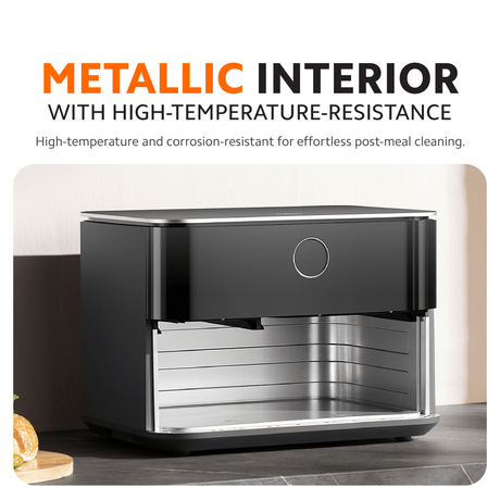 Xiaomi dual zone air fryer 10L open drawer with metallic interior cavity