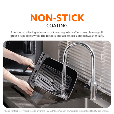 Xiaomi dual zone air fryer 10L non-stick basket rinsed under running water