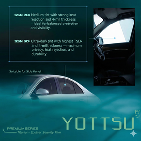 YOTTSU tinted side window security film for privacy, visible glass tinting