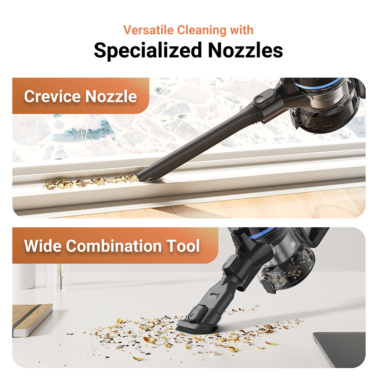 MOVA J10 Cordless Stick Vacuum | LED Light | Ultra Lightweight | Multi-Layer Filtration | Foldable Tube | Washable parts