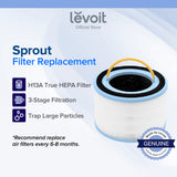 Replacement HEPA filter canister with blue rim, white pleated core, and black cover