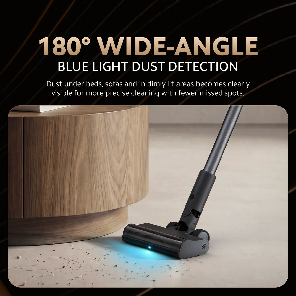 Mijia Vacuum Cleaner 4 Pro floor head with blue dust-detection light