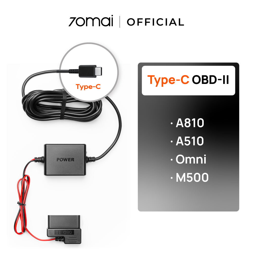 70mai OBD-II Hardwire Kit | 24 Hours Parking Mode | Easy Set Up | Micro USB | Type C