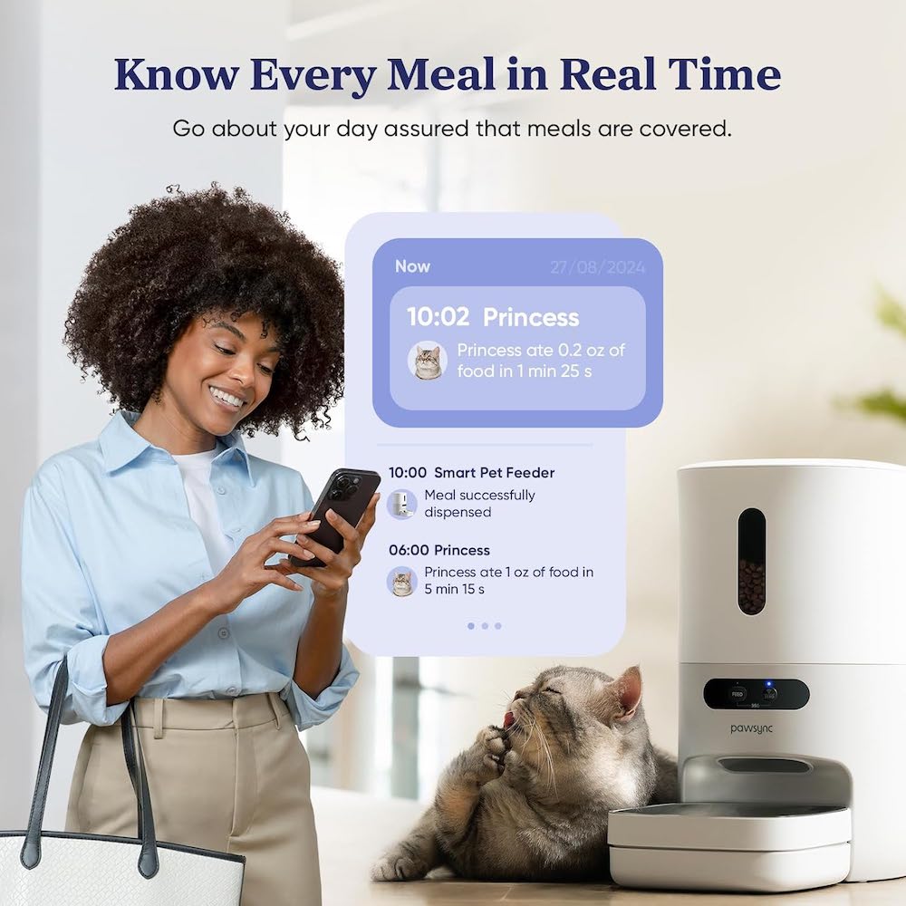 PAWSYNC Smart Pet Feeder APP Control Automatic Food Dispenser Smart Scale 3.6L Capacity