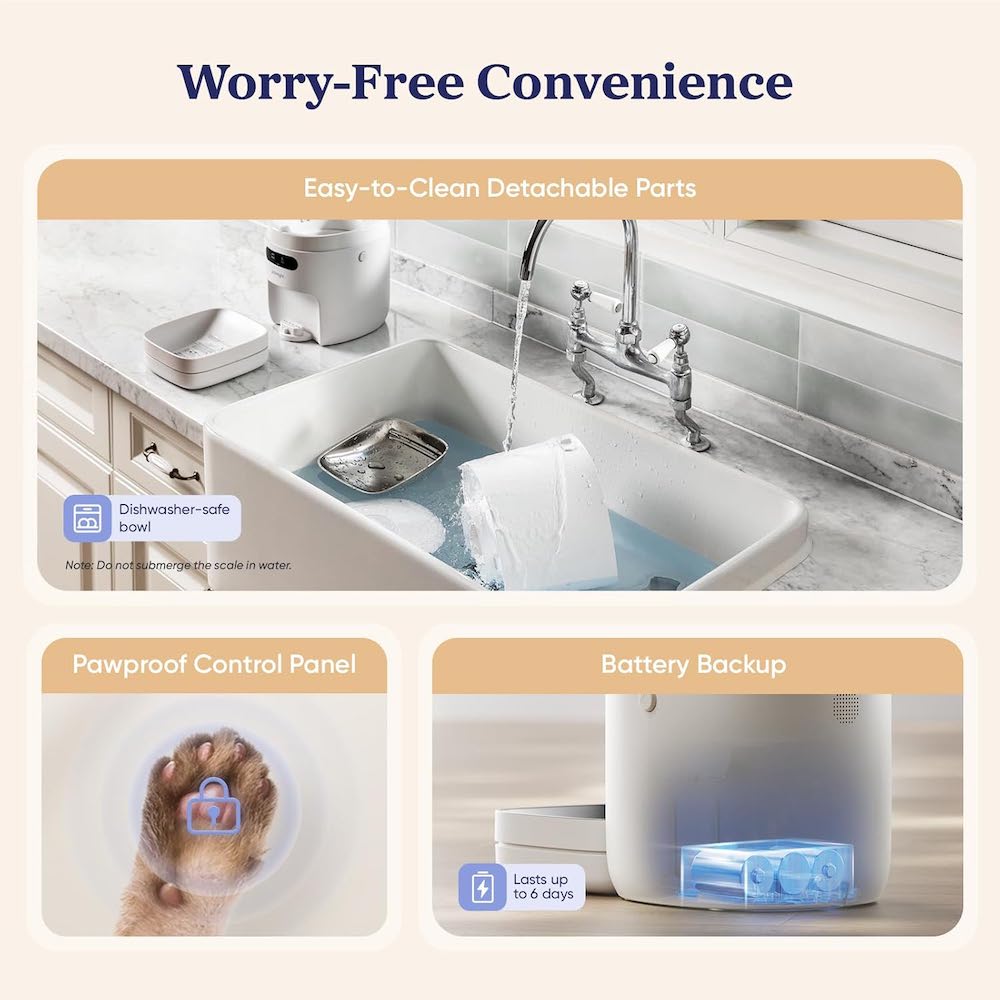 PAWSYNC Smart Pet Feeder APP Control Automatic Food Dispenser Smart Scale 3.6L Capacity