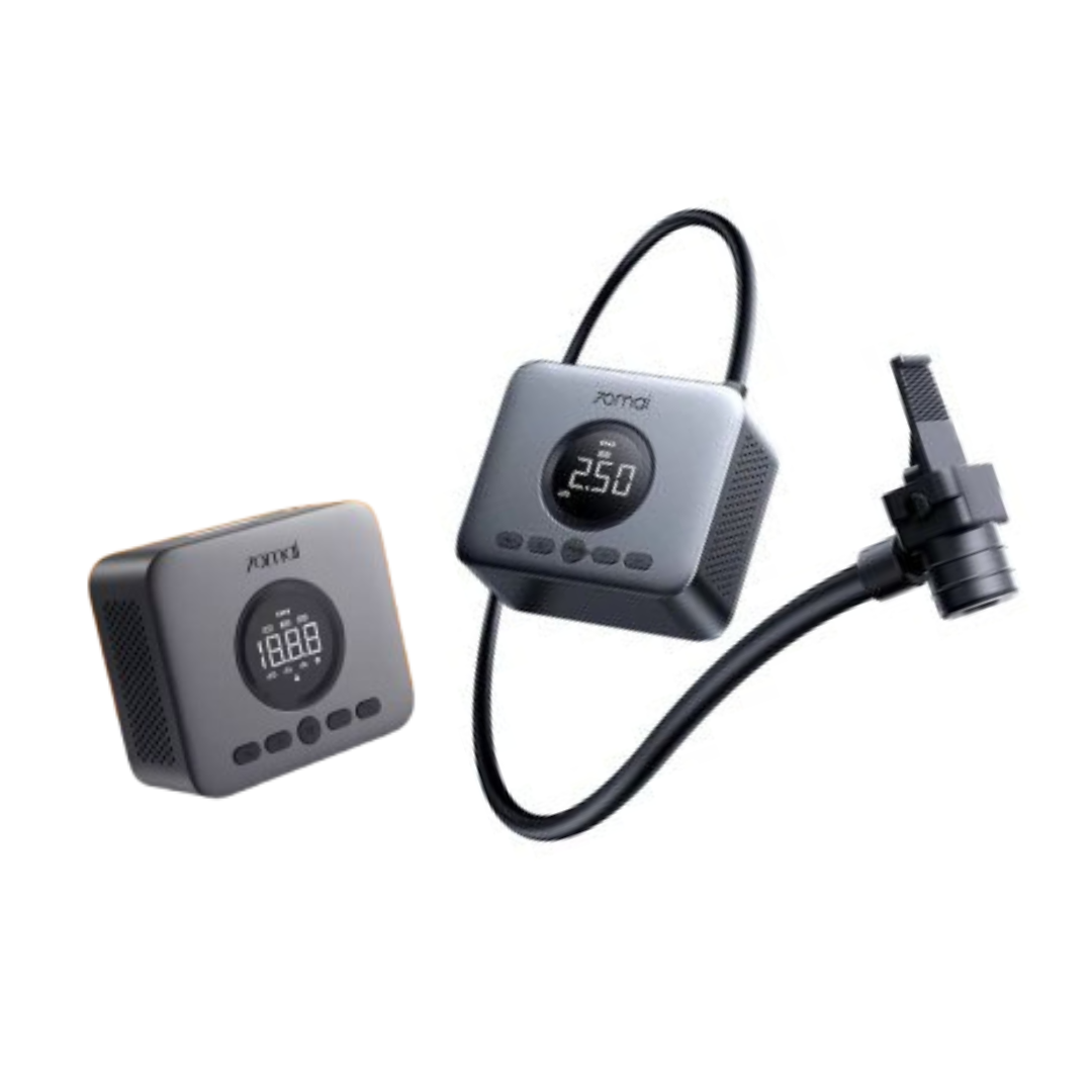 70mai wireless tire air pump with digital display and attached air hose connector