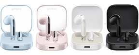 Redmi Buds 6 Active—multiple color charging cases with earbuds